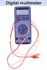 Digital multimeter set to measure electric current